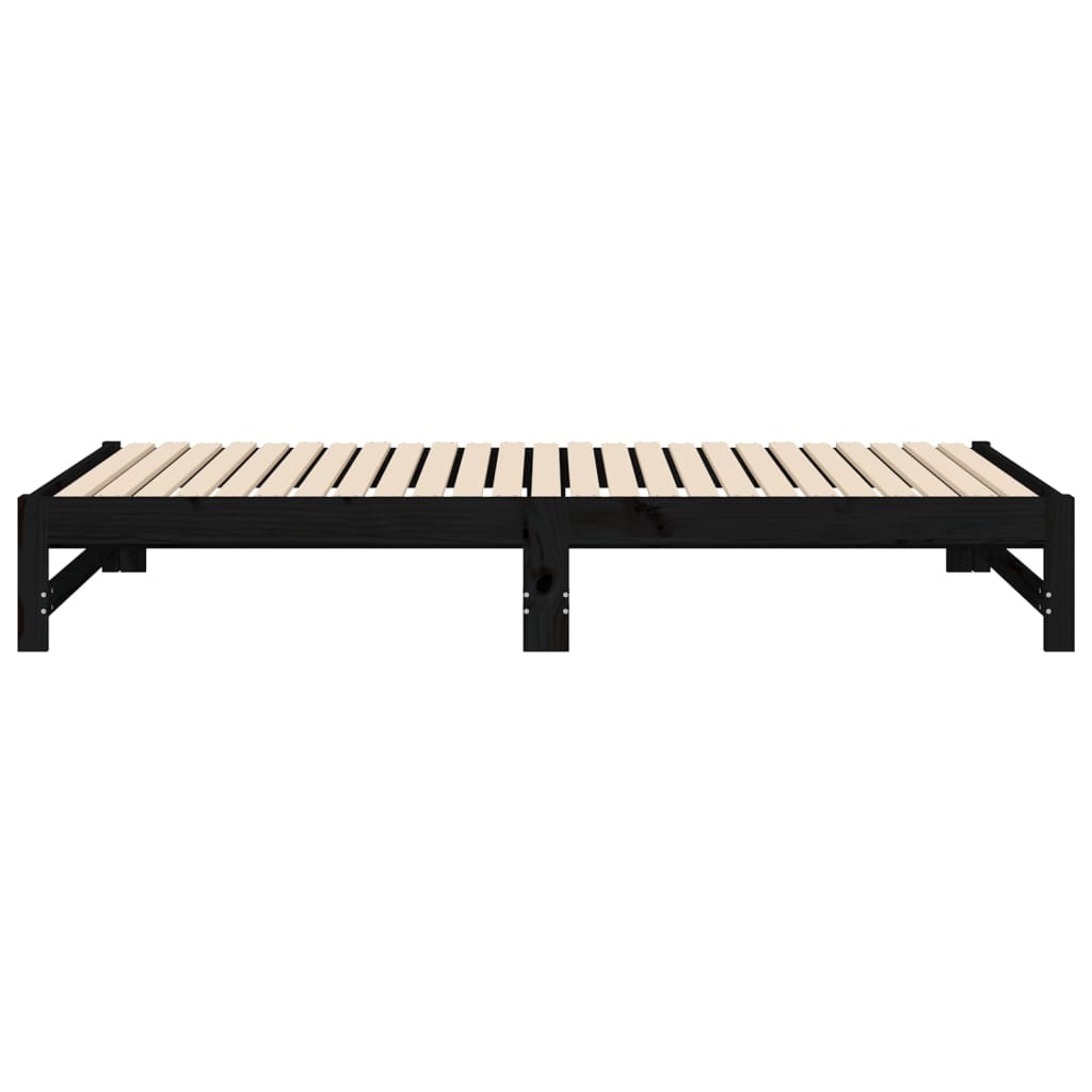 Tagesbett Ausziehbar Schwarz 2x(100x200) cm Massivholz Kiefer