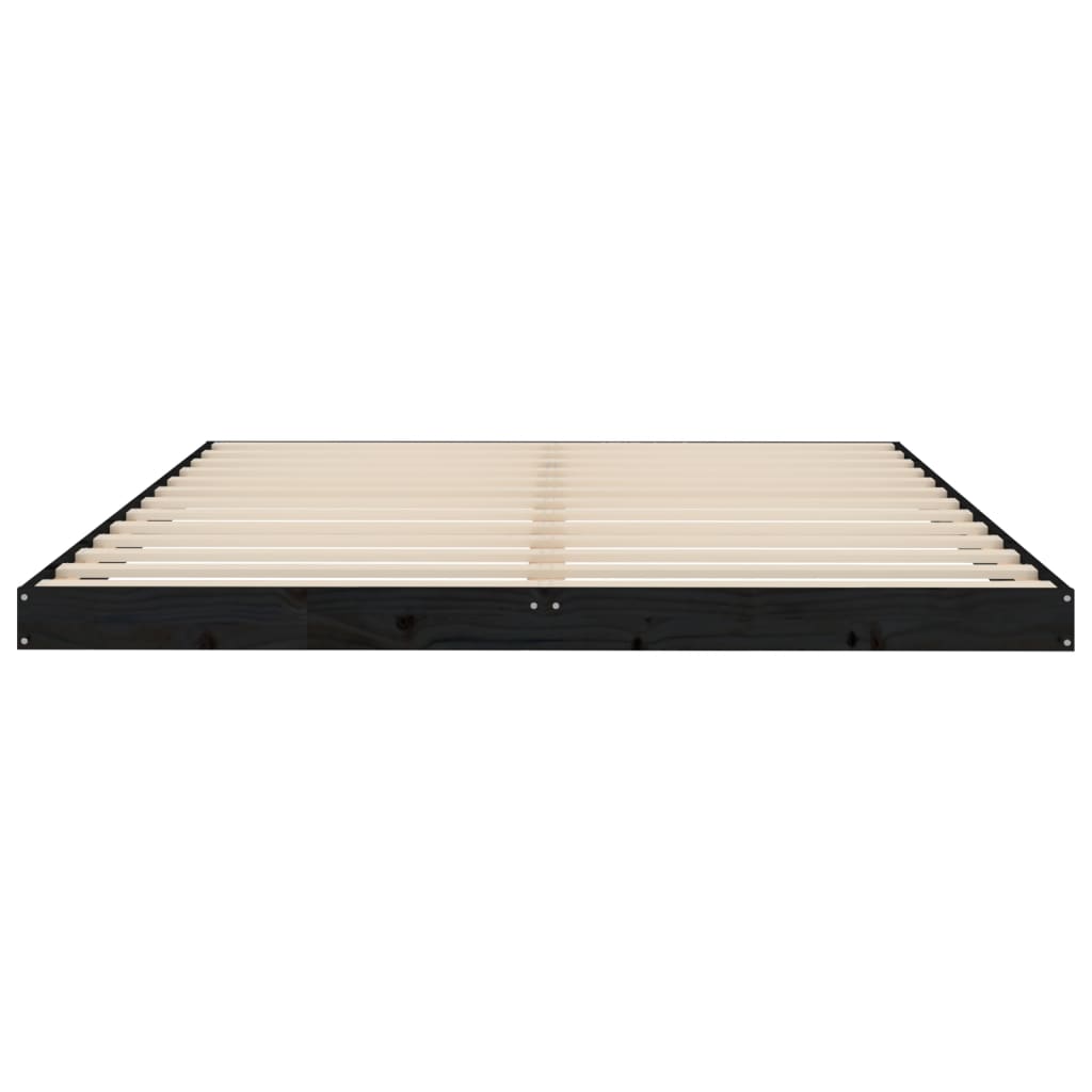 Massivholzbett Schwarz 150x200 cm Kiefer