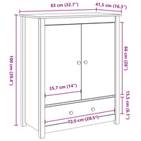 Thumbnail for Highboard Weiß 83x41,5x100 cm Massivholz Kiefer