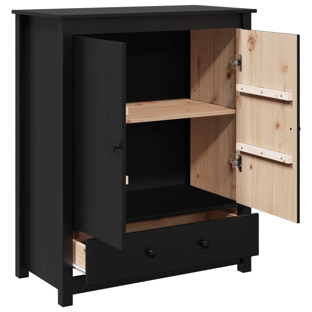 Highboard Schwarz 83x41,5x100 cm Massivholz Kiefer