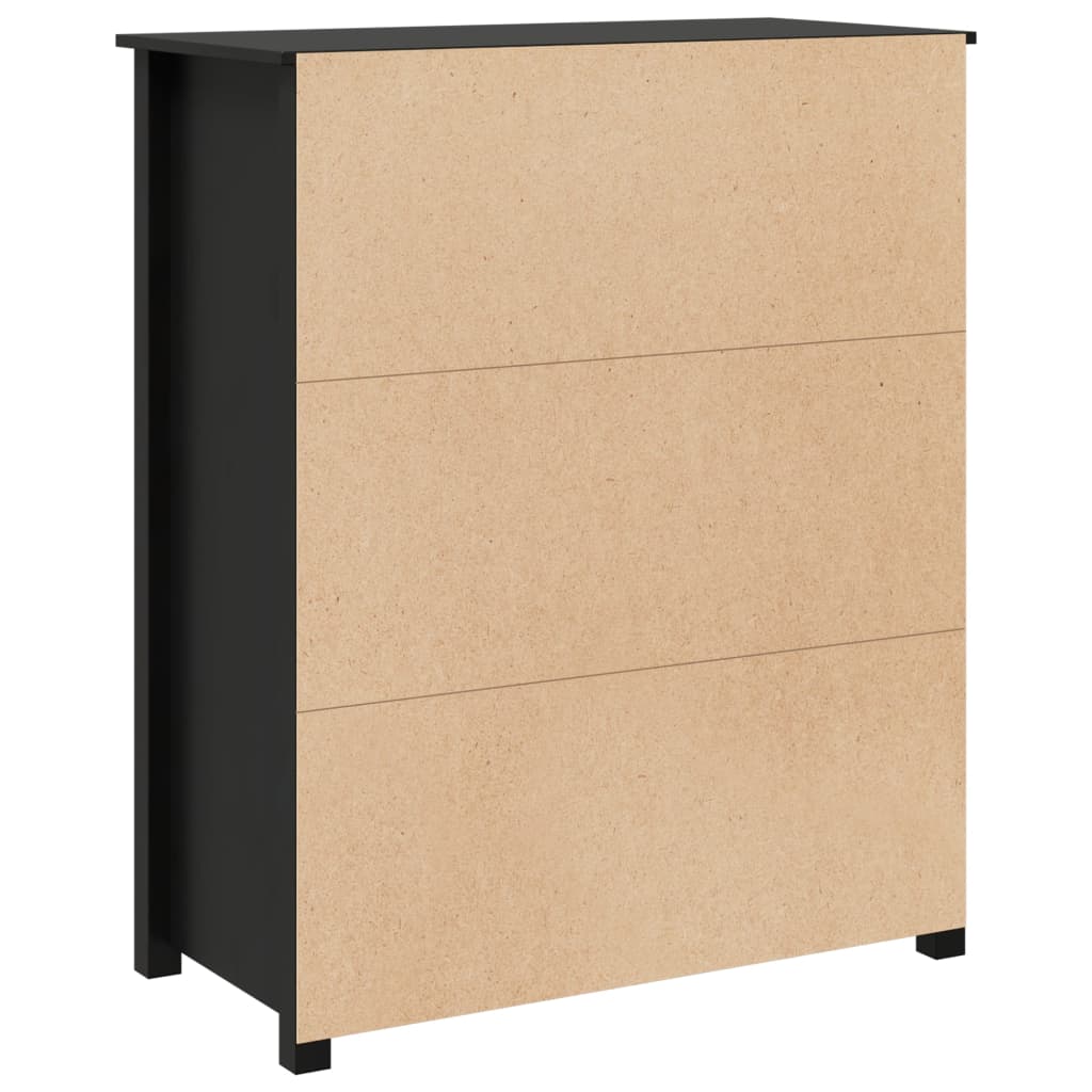 Highboard Schwarz 83x41,5x100 cm Massivholz Kiefer