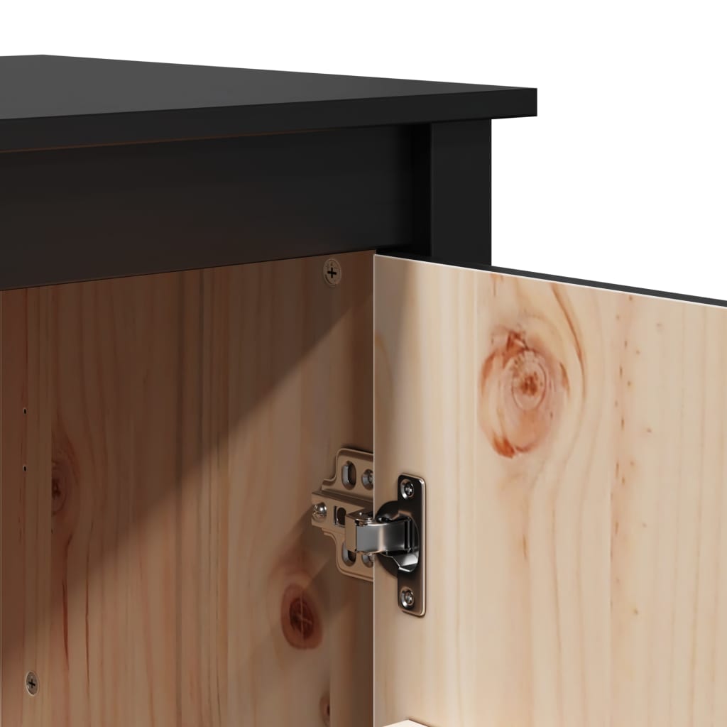 Highboard Schwarz 83x41,5x100 cm Massivholz Kiefer