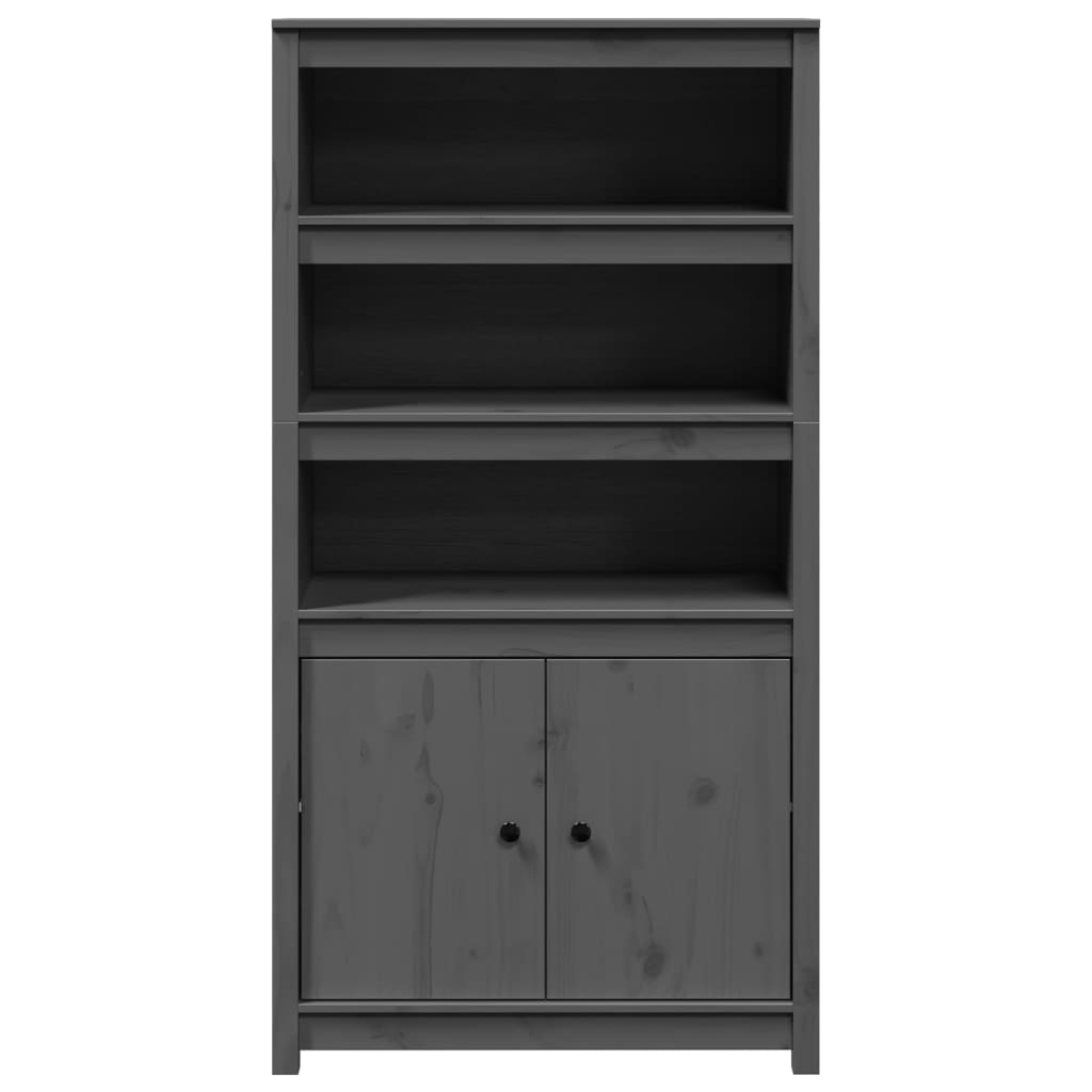 Highboard Grau 80x35x154 cm Massivholz Kiefer