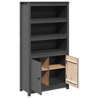 Thumbnail for Highboard Grau 80x35x154 cm Massivholz Kiefer