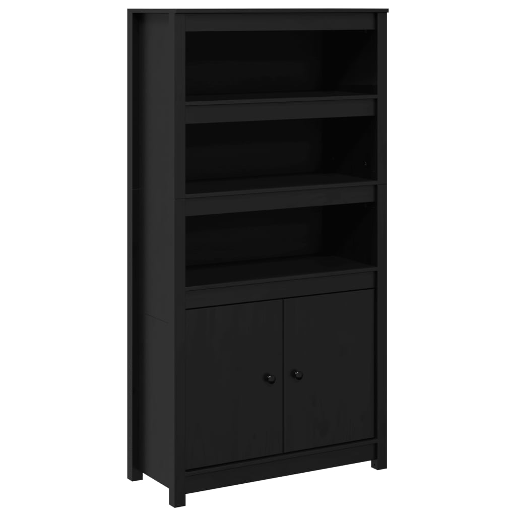 Highboard Schwarz 80x35x154 cm Massivholz Kiefer