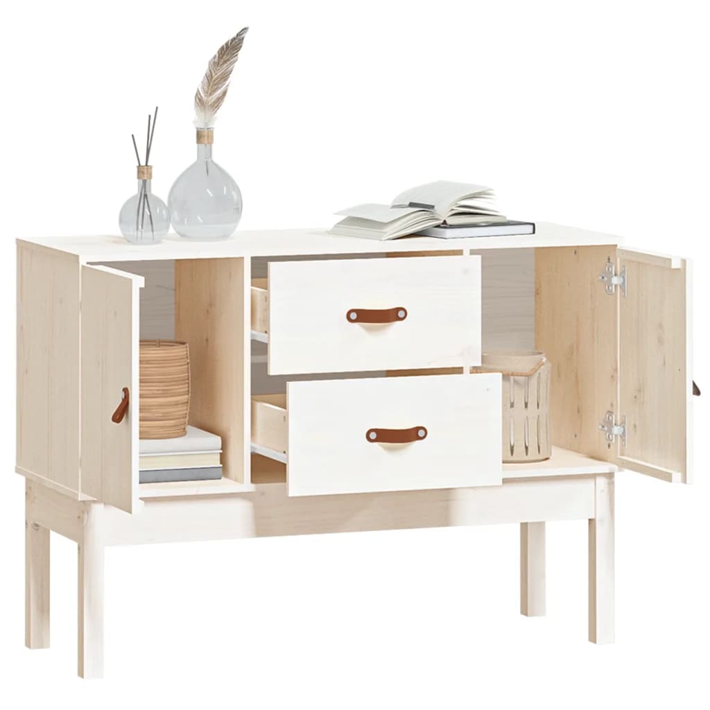 Sideboard Weiß 110x40x78 cm Massivholz Kiefer