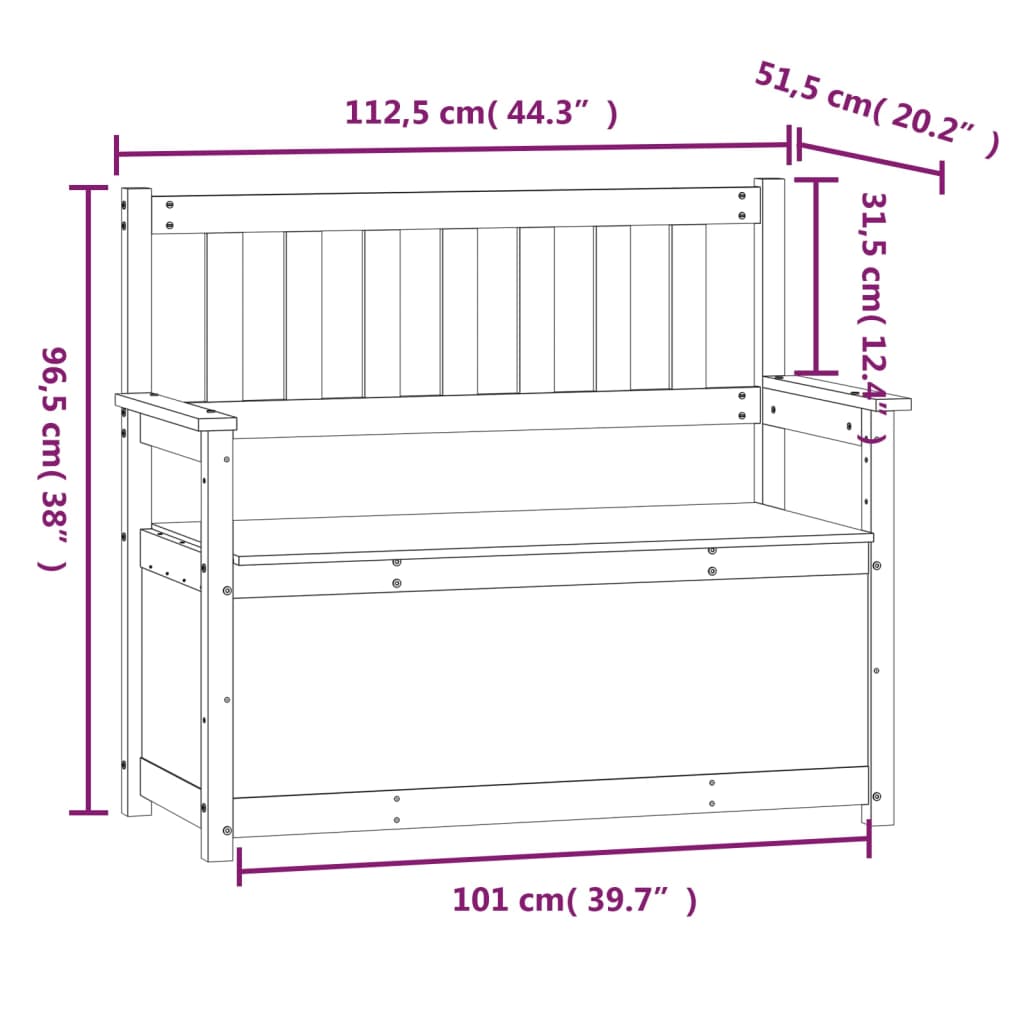 Sitzbank Honigbraun 112,5x51,5x96,5 cm Massivholz Kiefer