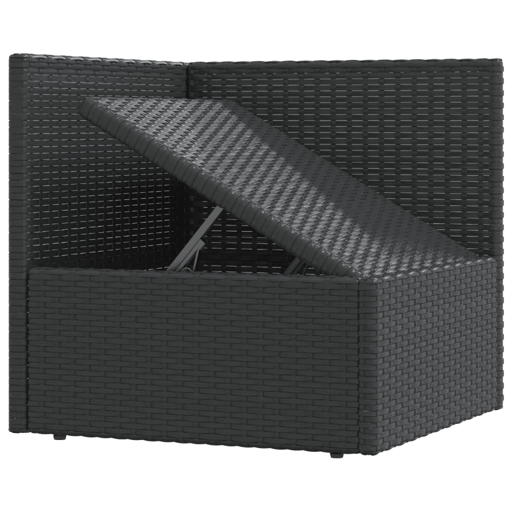 3-tlg. Garten-Lounge-Set mit Kissen Schwarz Poly Rattan