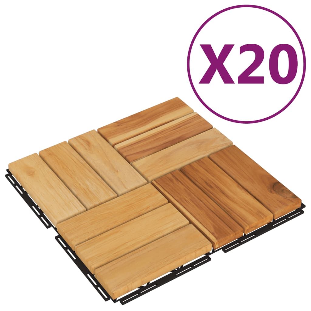 Terrassenfliesen 20 Stk. 30x30 cm Massivholz Teak