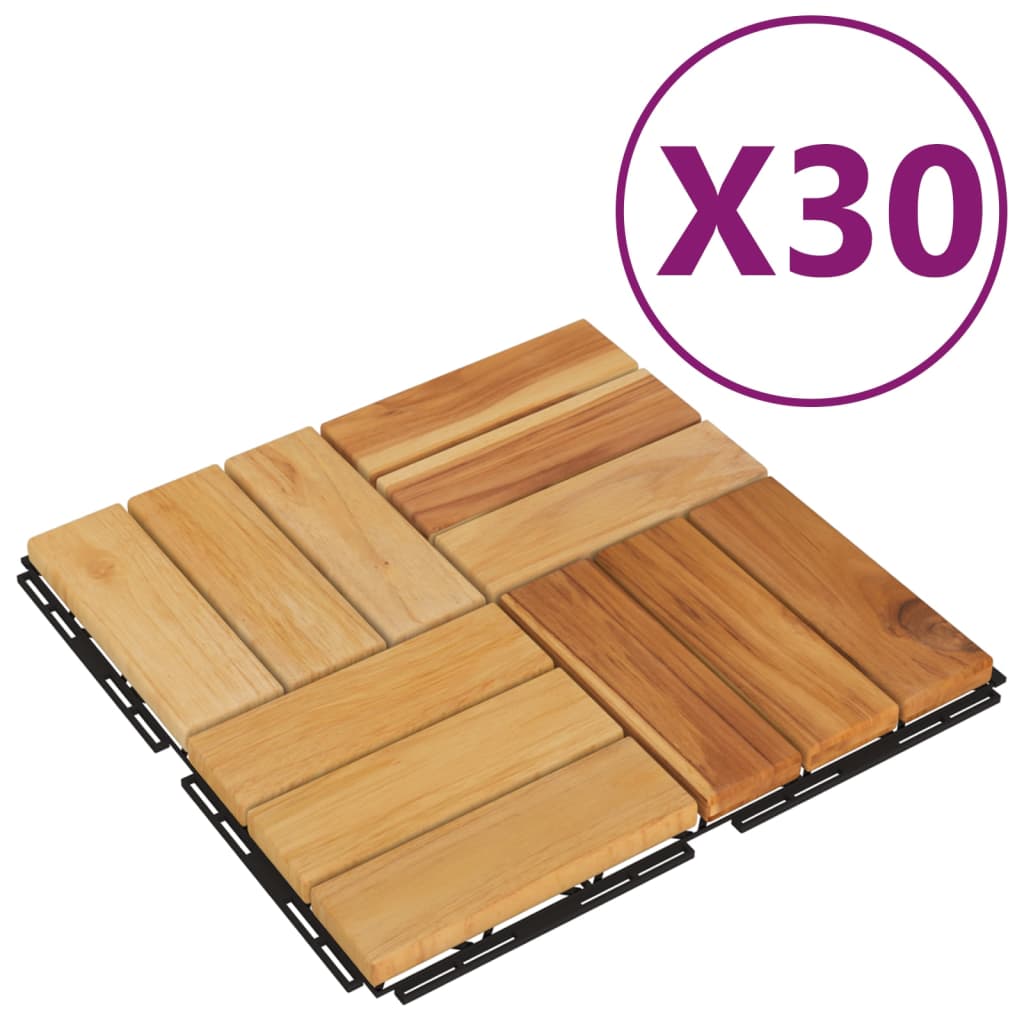 Terrassenfliesen 30 Stk. 30x30 cm Massivholz Teak