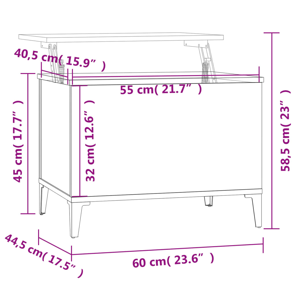 Couchtisch Betongrau 60x44,5x45 cm Holzwerkstoff