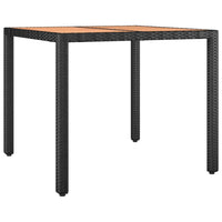 Thumbnail for Gartentisch mit Holzplatte Schwarz Poly Rattan & Akazienholz