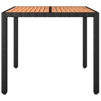 Thumbnail for Gartentisch mit Holzplatte Schwarz Poly Rattan & Akazienholz