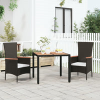 Thumbnail for Gartentisch mit Holzplatte Schwarz Poly Rattan & Akazienholz