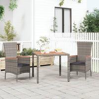 Thumbnail for Gartentisch mit Holzplatte Grau Poly Rattan & Massivholz Akazie