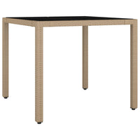 Thumbnail for Gartentisch mit Glasplatte Beige Poly Rattan & Hartglas