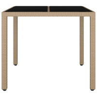 Thumbnail for Gartentisch mit Glasplatte Beige Poly Rattan & Hartglas