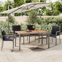 Thumbnail for Gartentisch mit Holzplatte Grau Poly Rattan & Massivholz Akazie