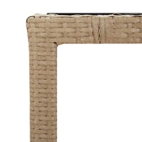 Thumbnail for Gartentisch mit Glasplatte Beige Poly Rattan & Hartglas