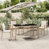 Thumbnail for Gartentisch mit Glasplatte Beige Poly Rattan & Hartglas