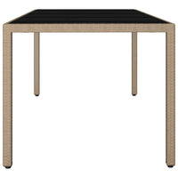 Thumbnail for Gartentisch mit Glasplatte Beige Poly Rattan & Hartglas