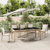 Thumbnail for Gartentisch mit Glasplatte Beige Poly Rattan & Hartglas