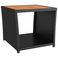 Thumbnail for Beistelltisch mit Holzplatte Schwarz Poly Rattan & Akazienholz