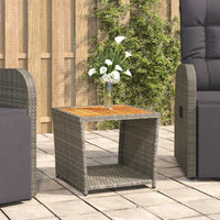 Thumbnail for Beistelltisch mit Holzplatte Grau Poly Rattan & Akazienholz