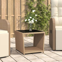 Thumbnail for Beistelltisch mit Glasplatte Beige Poly Rattan & Hartglas