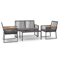 Thumbnail for 4-tlg. Garten-Lounge-Set mit Kissen Schwarz Stahl