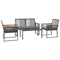 Thumbnail for 4-tlg. Garten-Lounge-Set mit Kissen Schwarz Stahl