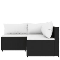 Thumbnail for 3-tlg. Garten-Lounge-Set mit Kissen Schwarz Poly Rattan