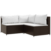 Thumbnail for 3-tlg. Garten-Lounge-Set mit Kissen Braun Poly Rattan