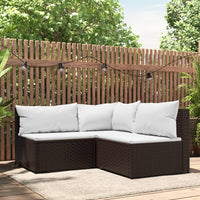 Thumbnail for 3-tlg. Garten-Lounge-Set mit Kissen Braun Poly Rattan
