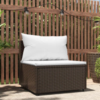 Thumbnail for Garten-Mittelsofa mit Kissen Braun Poly Rattan