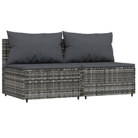 Thumbnail for Garten-Mittelsofas mit Kissen 2 Stk. Grau Poly Rattan
