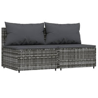 Thumbnail for 3-tlg. Garten-Lounge-Set mit Kissen Grau Poly Rattan