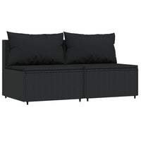 Thumbnail for Garten-Mittelsofas mit Kissen 2 Stk. Schwarz Poly Rattan