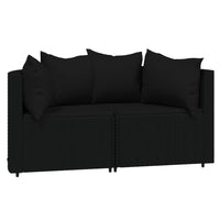 Thumbnail for 3-tlg. Garten-Lounge-Set mit Kissen Schwarz Poly Rattan