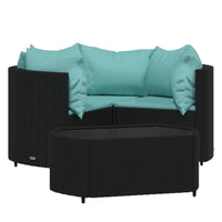 Thumbnail for 4-tlg. Garten-Lounge-Set mit Kissen Schwarz Poly Rattan