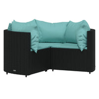 Thumbnail for 4-tlg. Garten-Lounge-Set mit Kissen Schwarz Poly Rattan