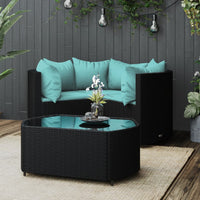 Thumbnail for 4-tlg. Garten-Lounge-Set mit Kissen Schwarz Poly Rattan