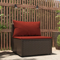 Thumbnail for Garten-Mittelsofa mit Kissen Braun Poly Rattan