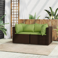 Thumbnail for Garten-Ecksofas mit Kissen 2 Stk. Braun Poly Rattan