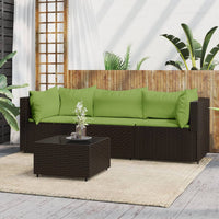 Thumbnail for 4-tlg. Garten-Lounge-Set mit Kissen Braun Poly Rattan