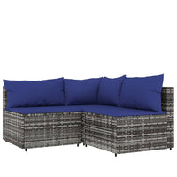 Thumbnail for 4-tlg. Garten-Lounge-Set mit Kissen Grau Poly Rattan