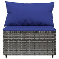 Thumbnail for Garten-Mittelsofas mit Kissen 2 Stk. Grau Poly Rattan