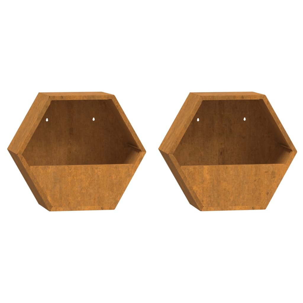 Wand-Pflanzkübel 2 Stk. Rostig Cortenstahl 30x10x25 cm