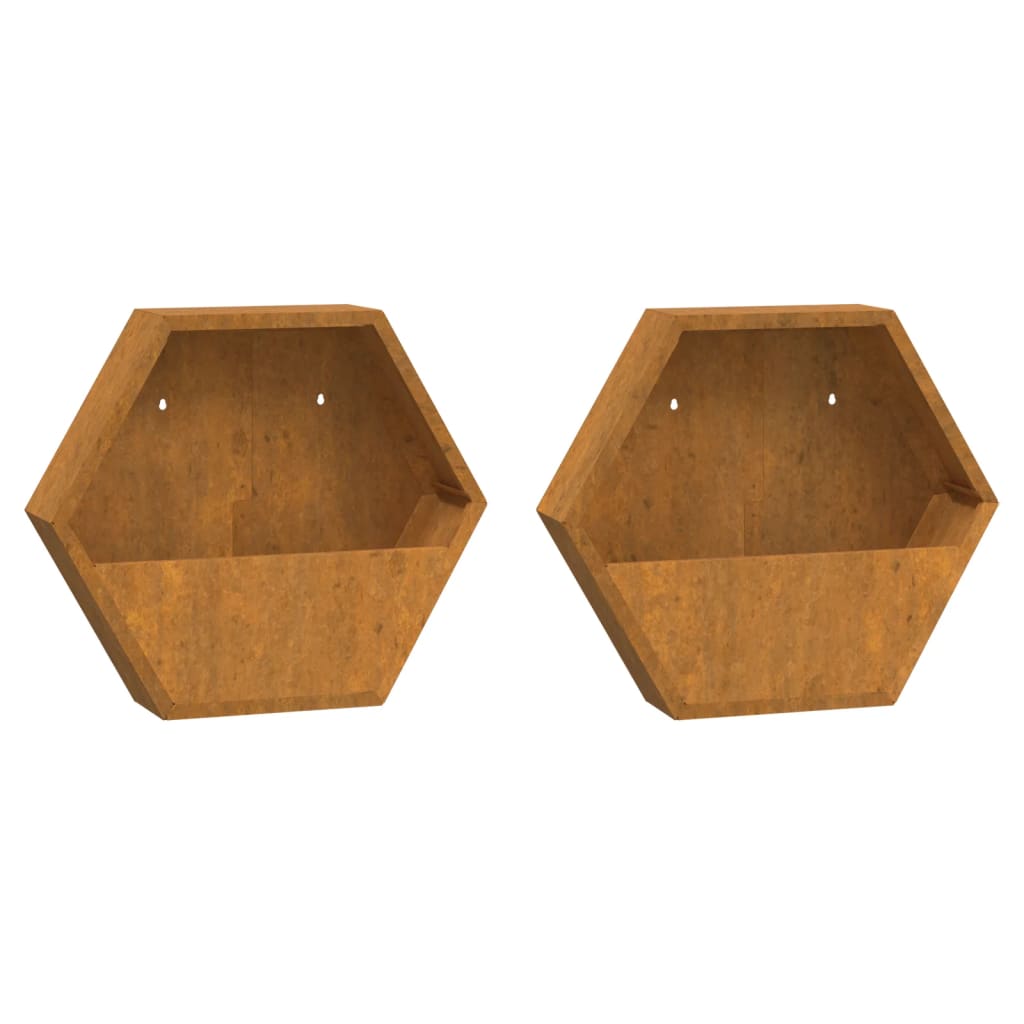 Wand-Pflanzkübel 2 Stk. Rostig Cortenstahl 46x10x40 cm