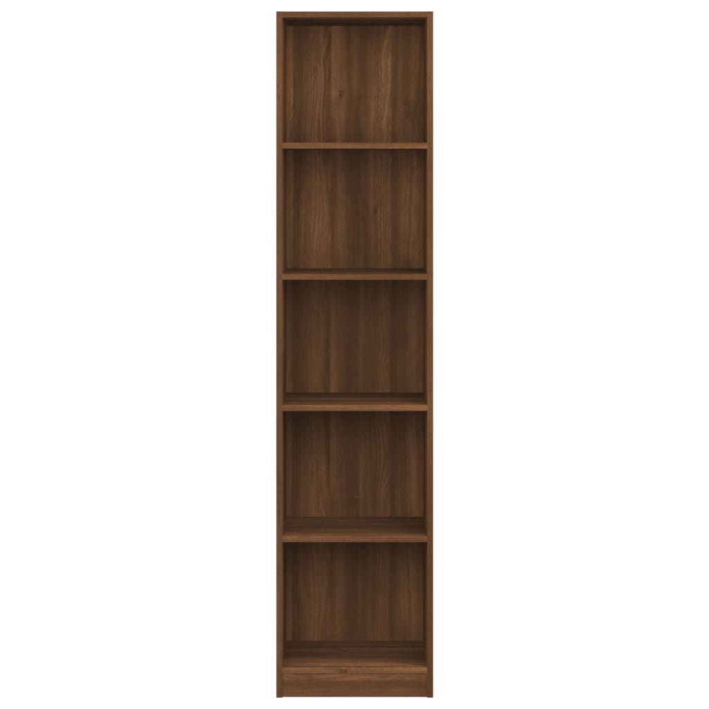 Bücherregal 5 Fächer Braun Eiche 40x24x175 cm Holzwerkstoff